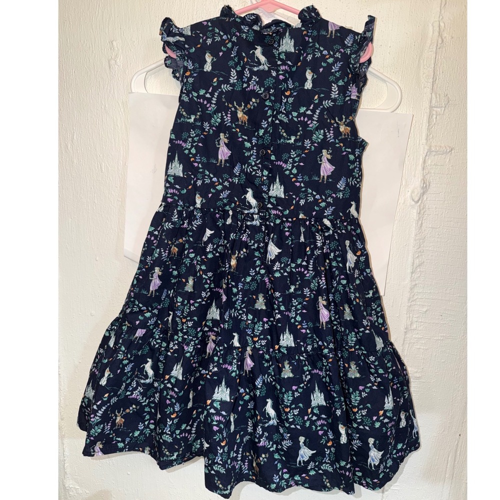 Disney x Janie and Jack Frozen II Elsa Olaf Tiered Ruffle Dress Navy Girls 8